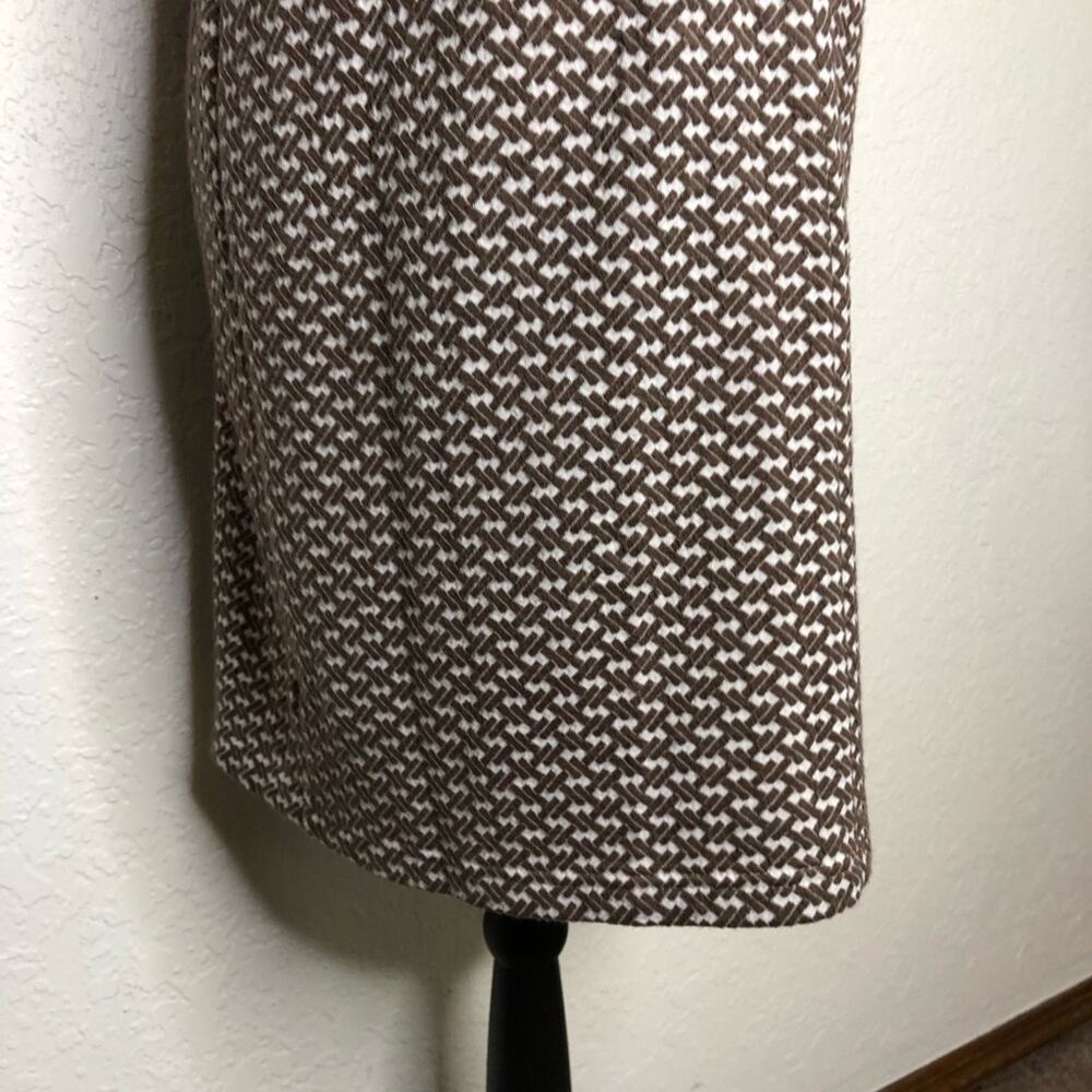 Tyler Boe brown white geometric knit collared shift dress size Medium - Picture 14 of 16